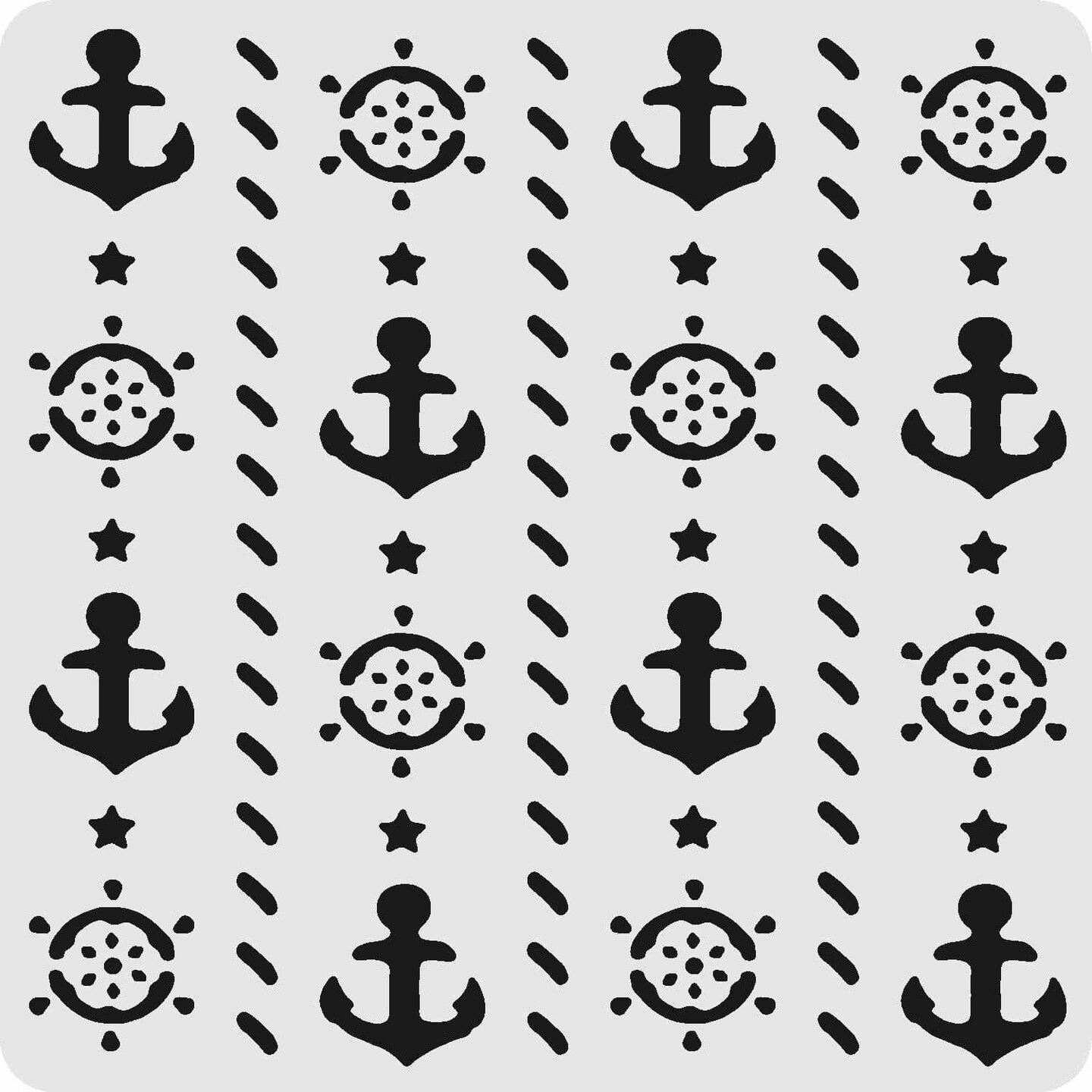 5x5 Ocean Nautical and Anchor Print Stencil Sheet