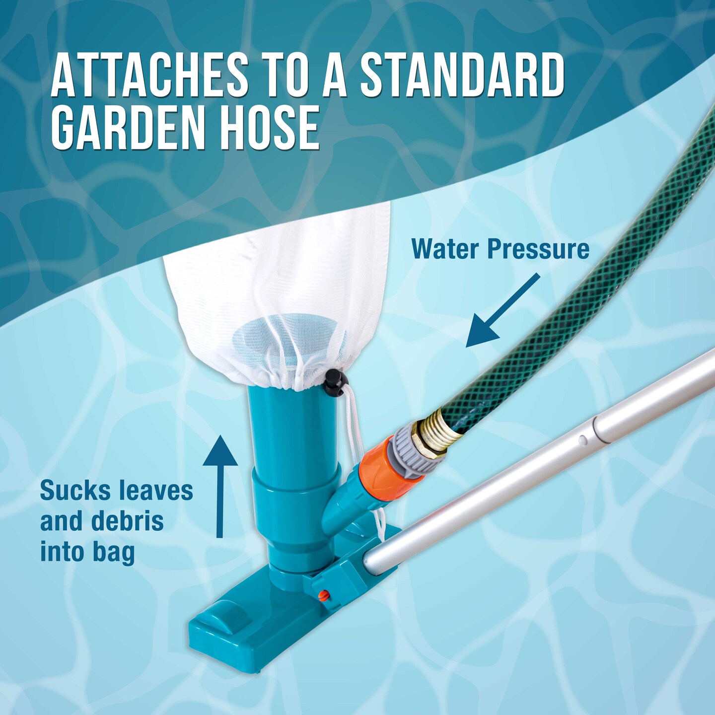 U.S. Pool Supply&#xAE; Portable Deluxe Jet Pool Vacuum Underwater Cleaner with Pole, Brushes, Leaf Bag, Telescopic Pole Attachment - Above Ground Pools Spas
