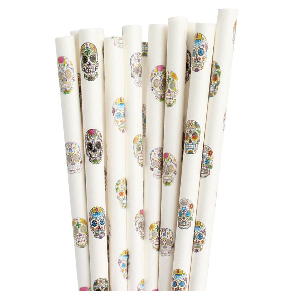 Bakell - Multi Color Skull Cake Pop Party Straws - 24pc