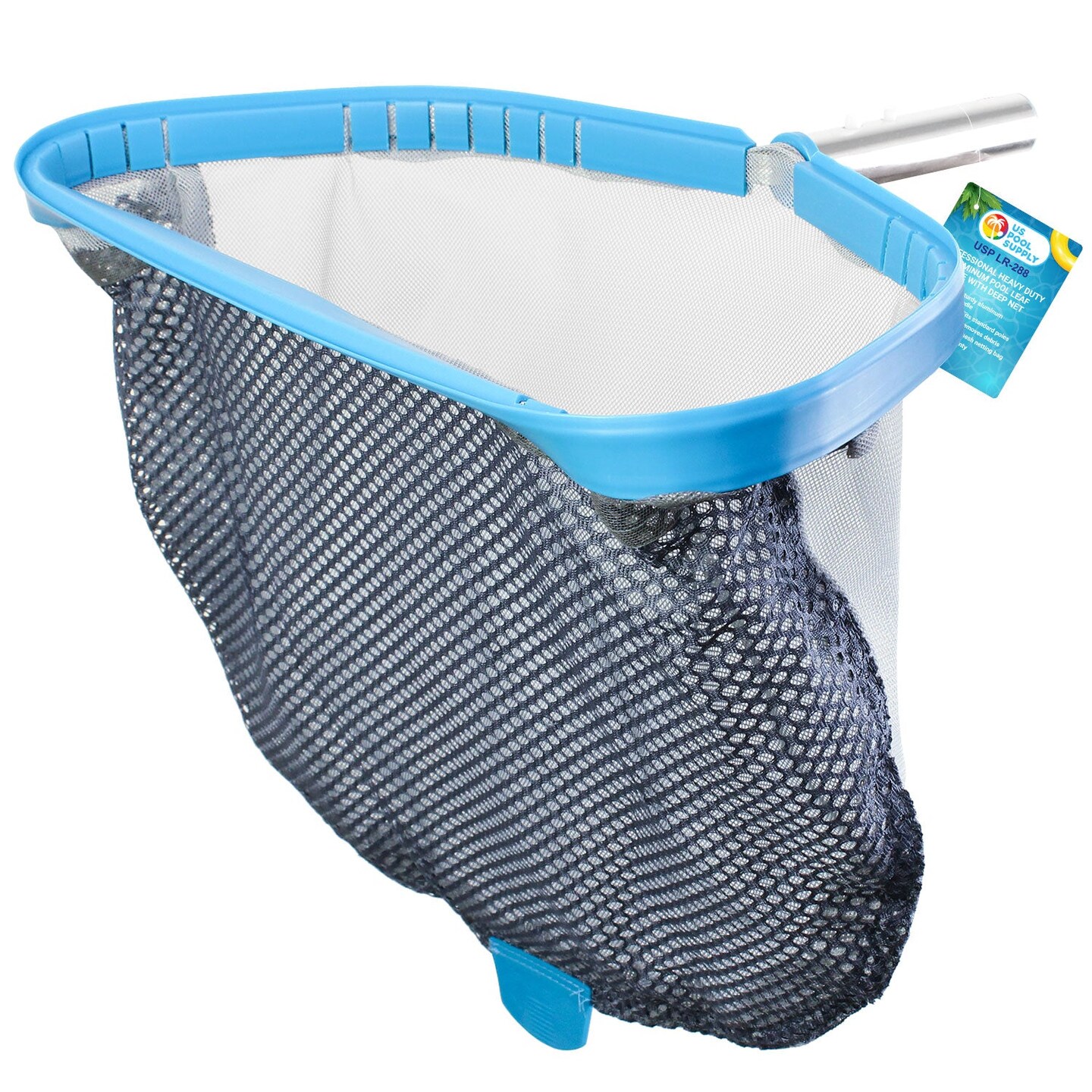 U.S. Pool Supply&#xAE; Heavy Duty 18&#x22; Swimming Pool Leaf Skimmer Rake with Deep Double-Stitched Net Bag - Strong Aluminum Frame