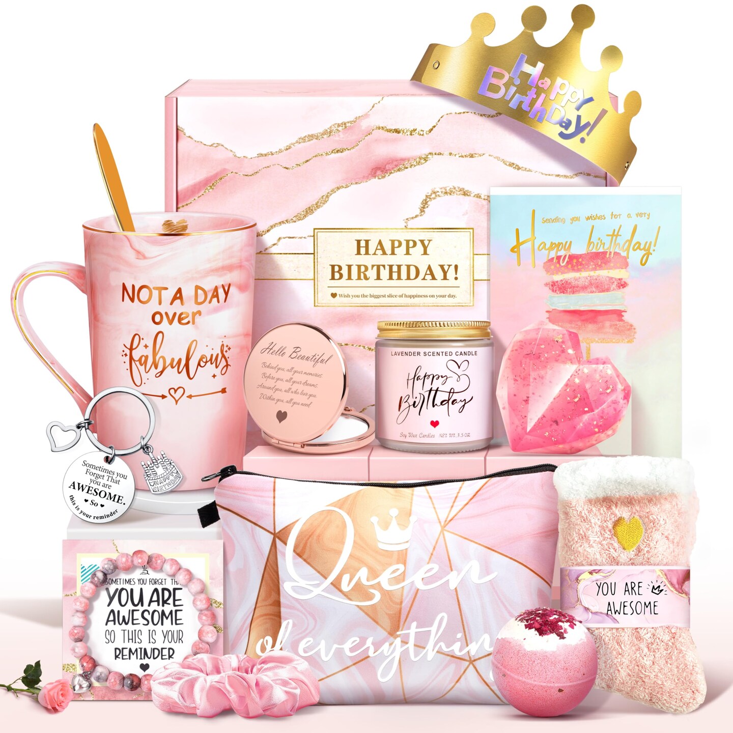 Jumway Not A Day Over Fabulous Mug Gifts Set- Birthday Gifts for Women - Funny Birthday Gift Ideas for Her,Friends, Coworkers, Her, Wife, Mom, Daughter, Sister, Aunt Ceramic Marble Mug 14 Oz