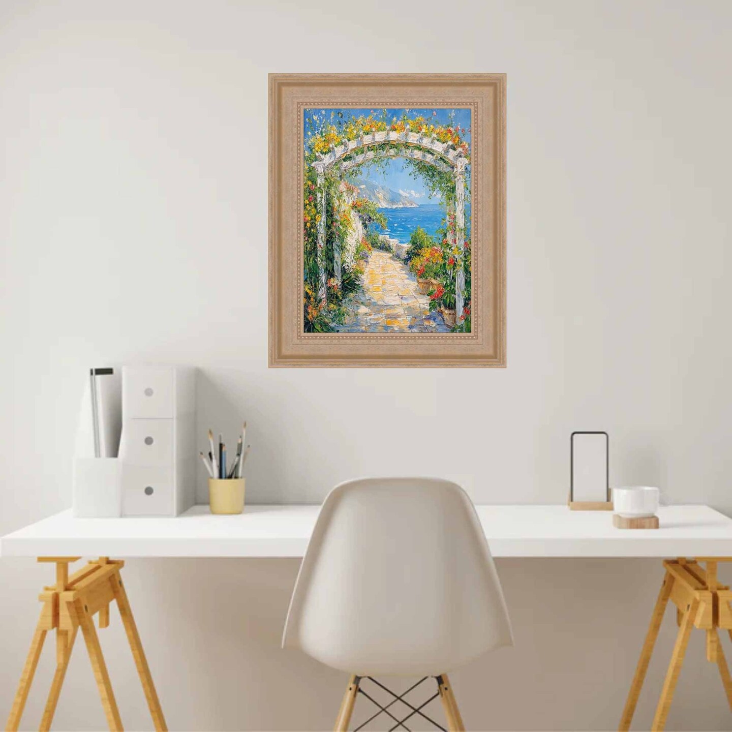 Wide Silver Leaf Scoop With Beads Picture Frame 11x11 frame