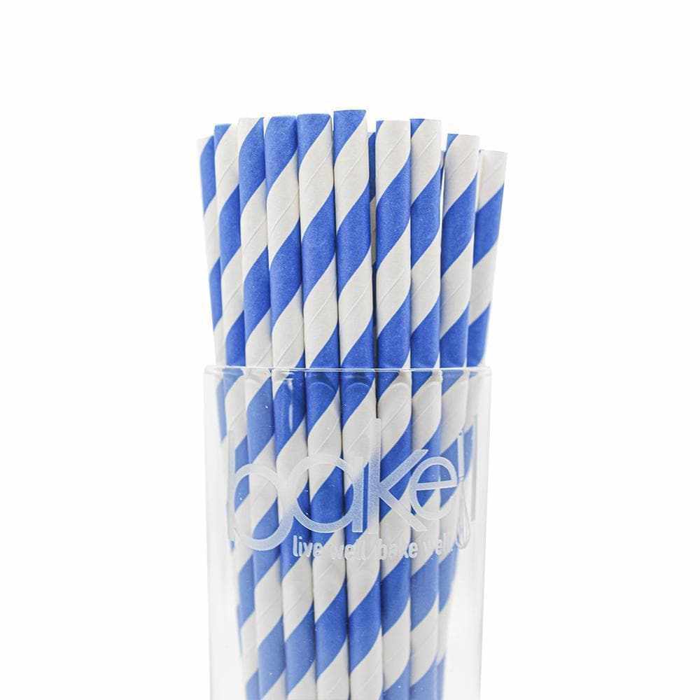 Blue and White Candy Cane Stripe Cake Pop Party Straws