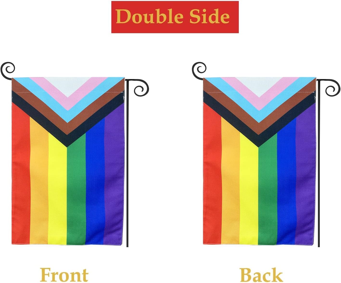Double Sided Progress Pride Gay Flag 3x5 Outdoor- Inclusive Progress Pride Rainbow Flag- Heavy Duty LGBTQ Rainbow Flags Banners with 2 Grommets