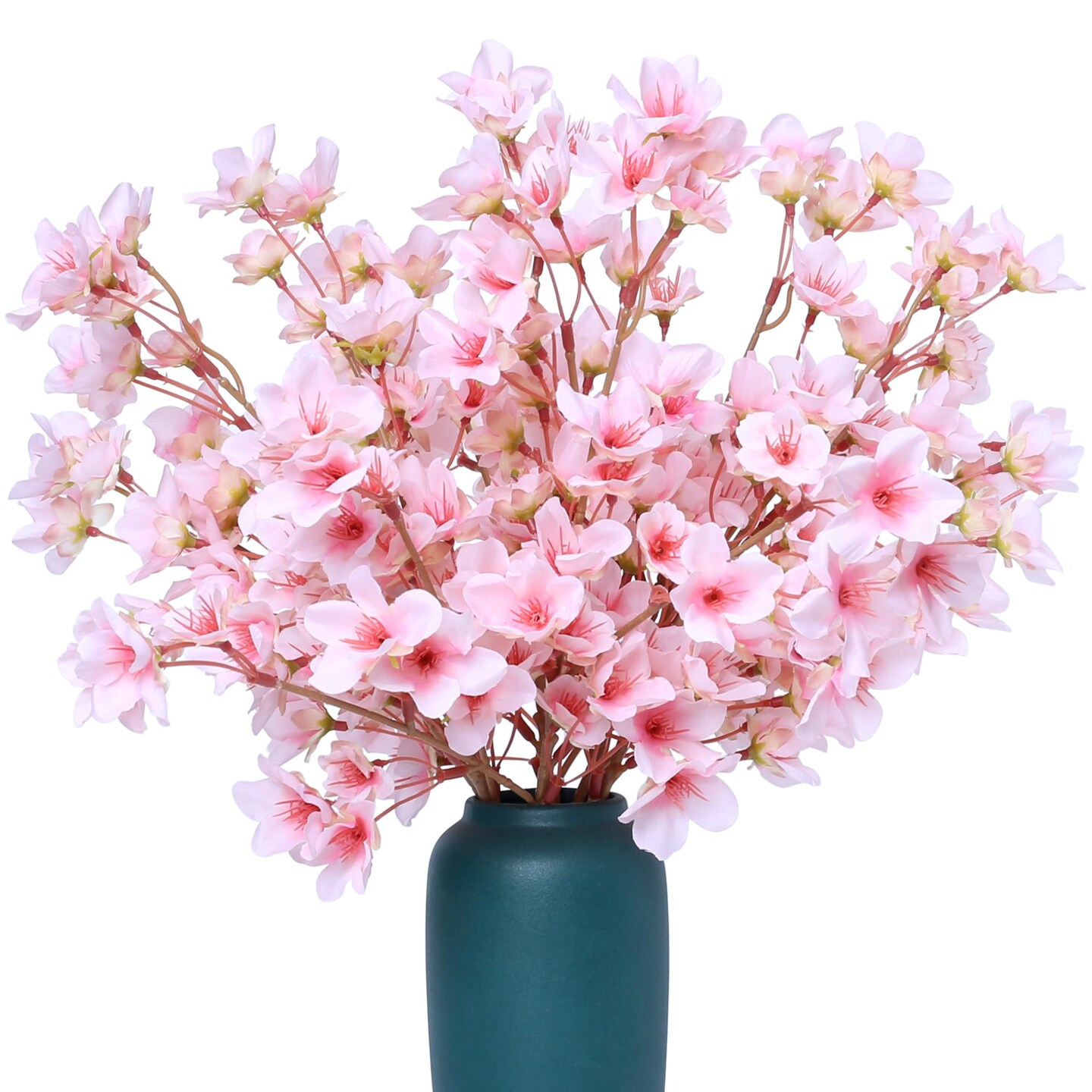 6Pcs Artificial Cherry Blossom Branches Decor Fake Flowers 16&#x22; Silk Faux Flowers for Decoration Spring Peach Bouquet Home Wedding Bedroom Party Japanese Garden Table Centerpiece Decor(Pink)