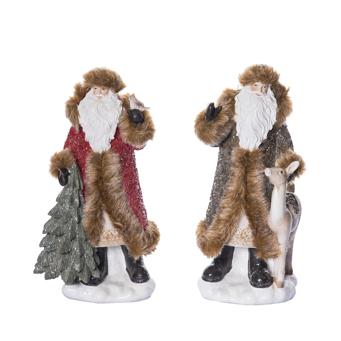Large Resin Woodland Santa Figurine Set of Two Christmas Decor | Michaels