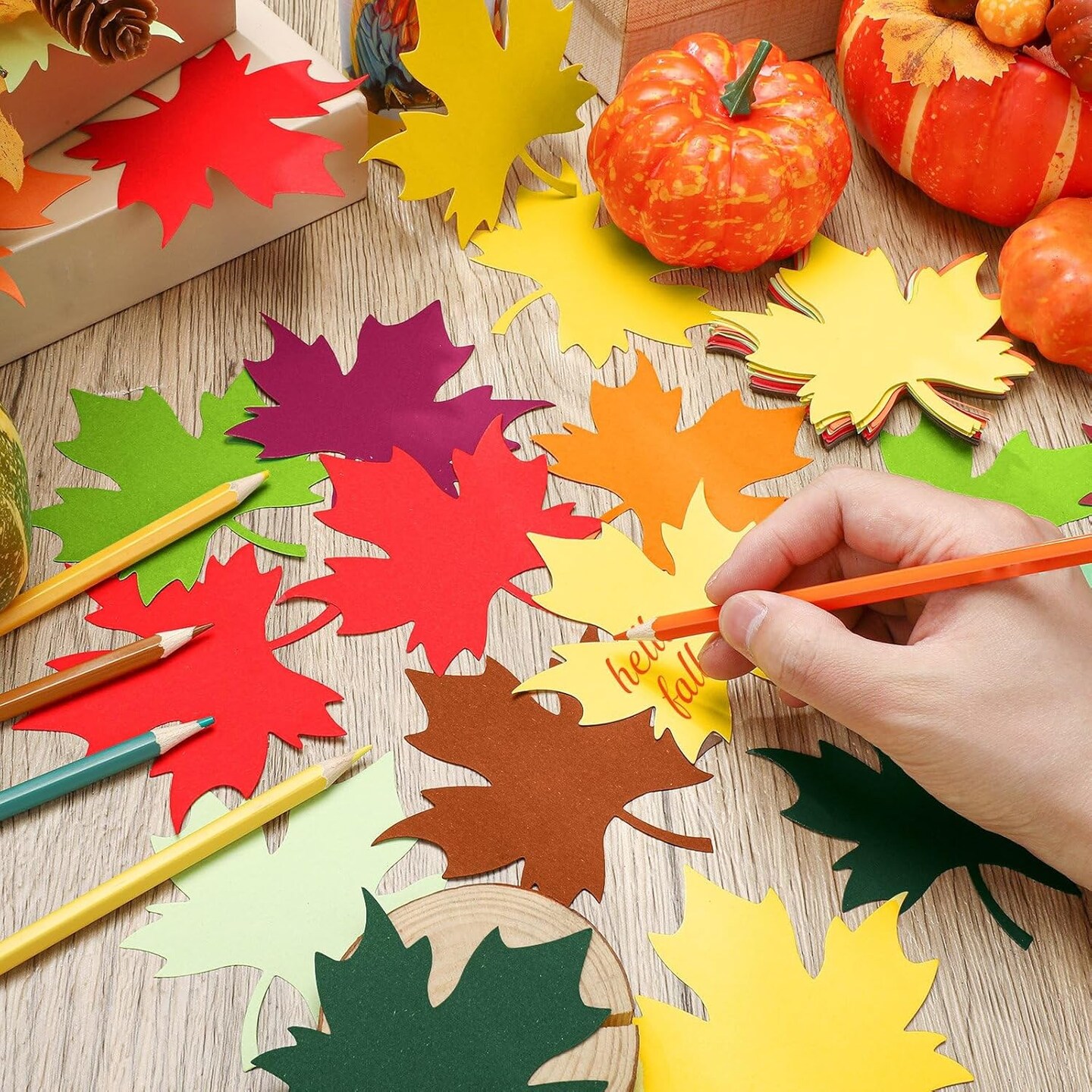 360 Pcs Fall Leaf Cutouts Paper 3.9 Inch -Vintage Maple Leaf