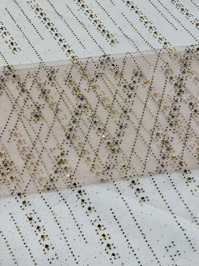 1 Yard Glitter Rhinestone Mesh Fabric Sheer Sparkle Material for Dresses, Décor & Costumes