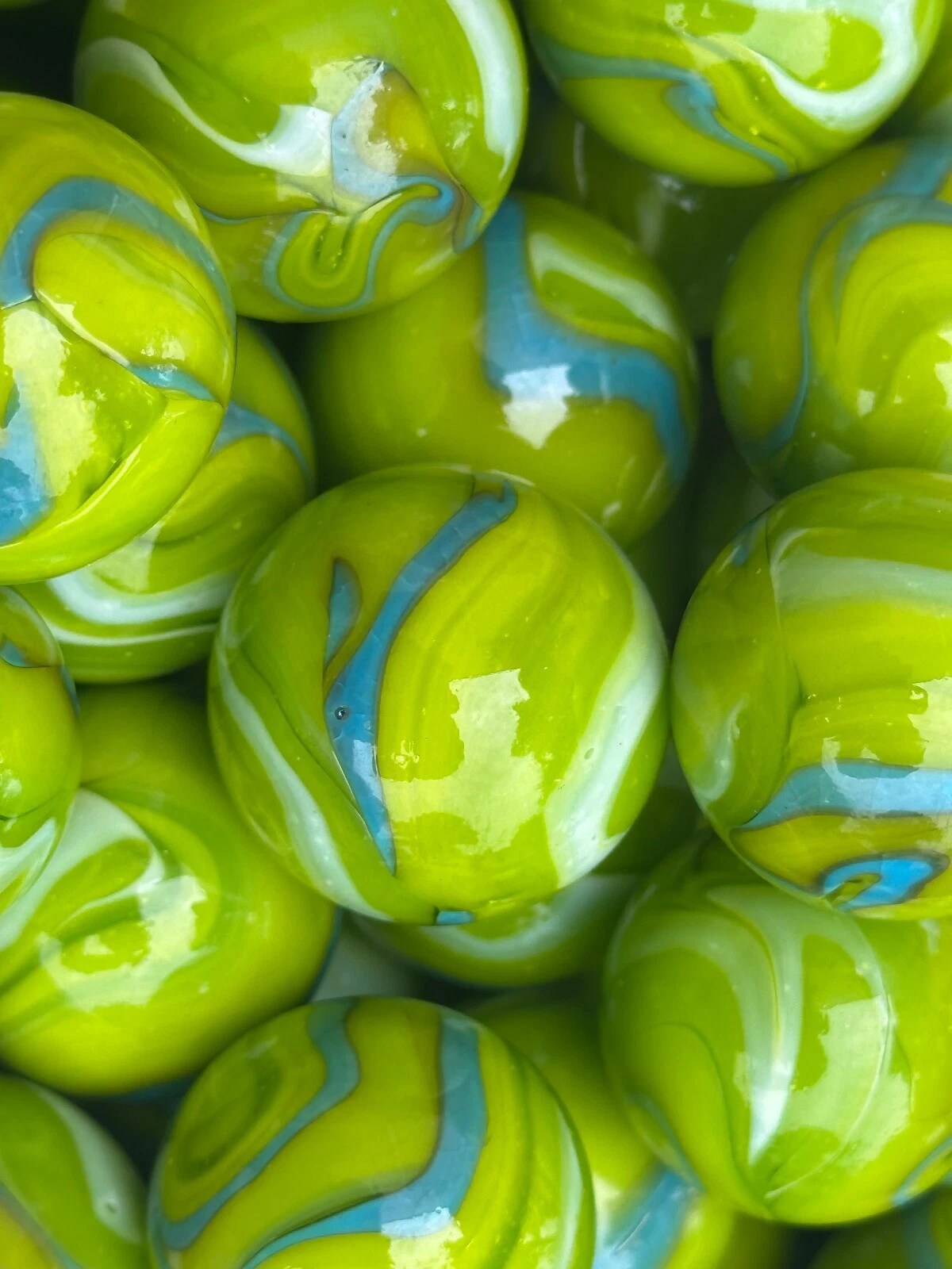 MERMAID Troll Green/Blue Glass Marbles 25mm (1 inch) SHOOTER Taw Lot