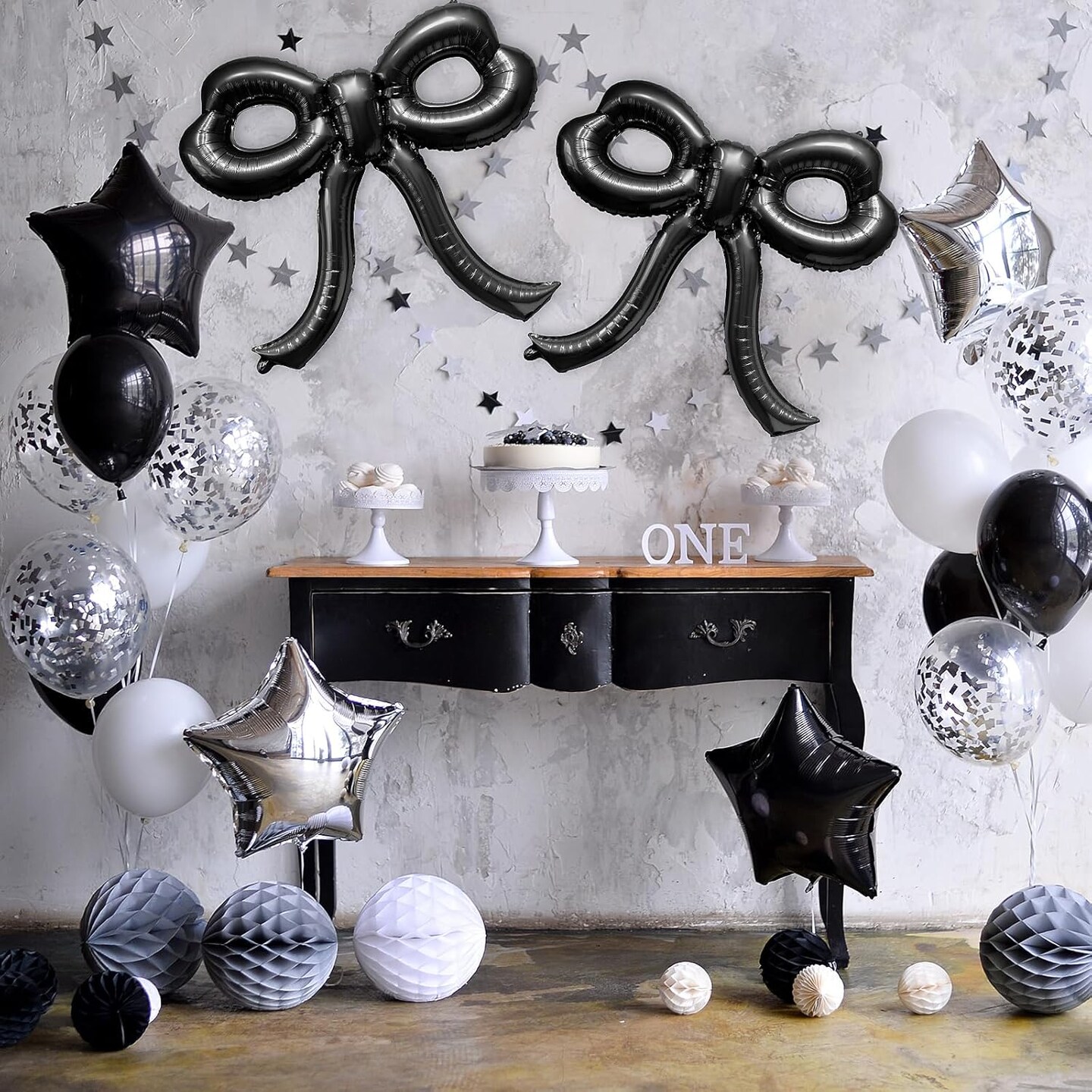 4 Pcs Bow Birthday Decorations Black Bow Balloons Bow Party
