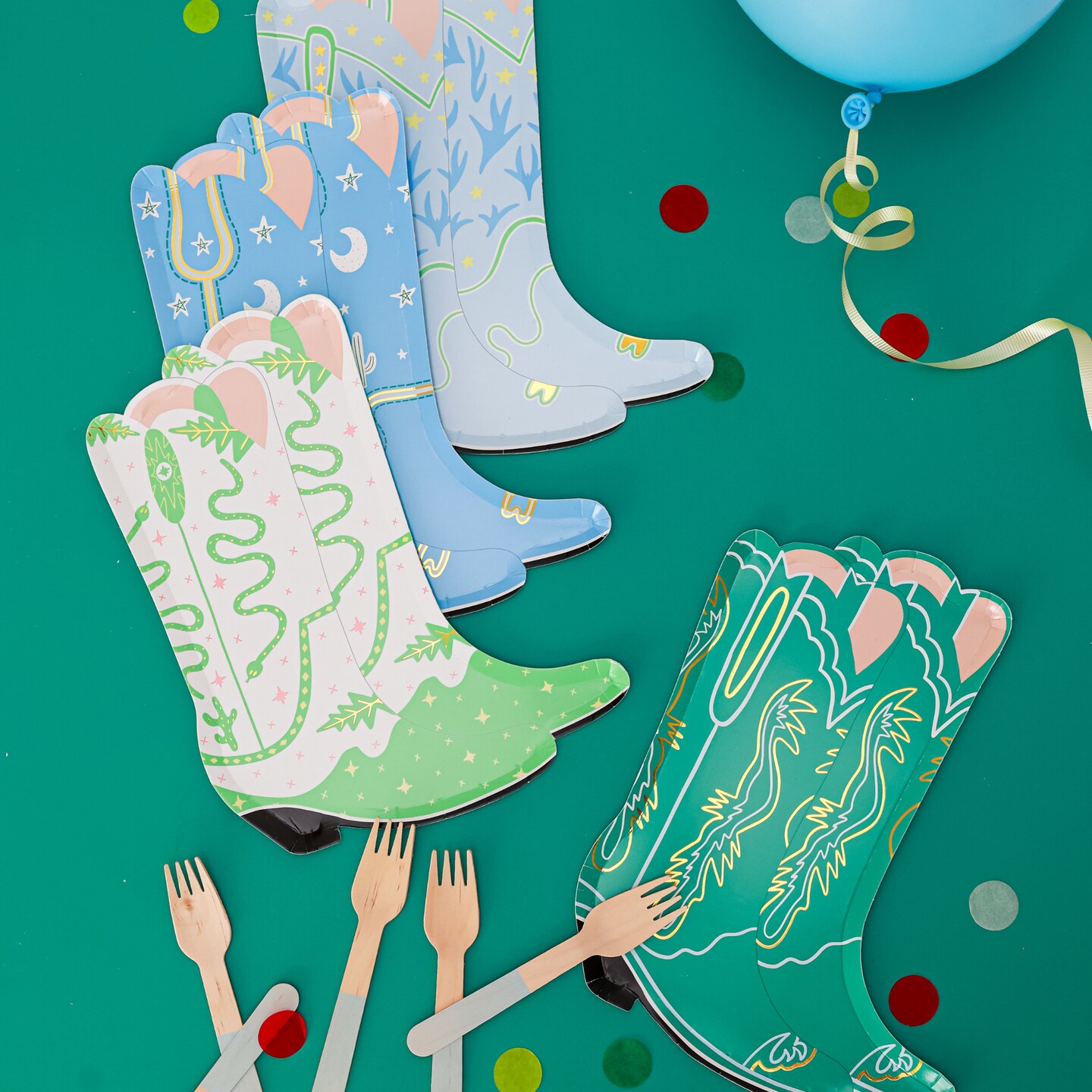 BLUE COWBOY BOOT SHAPED PLATES