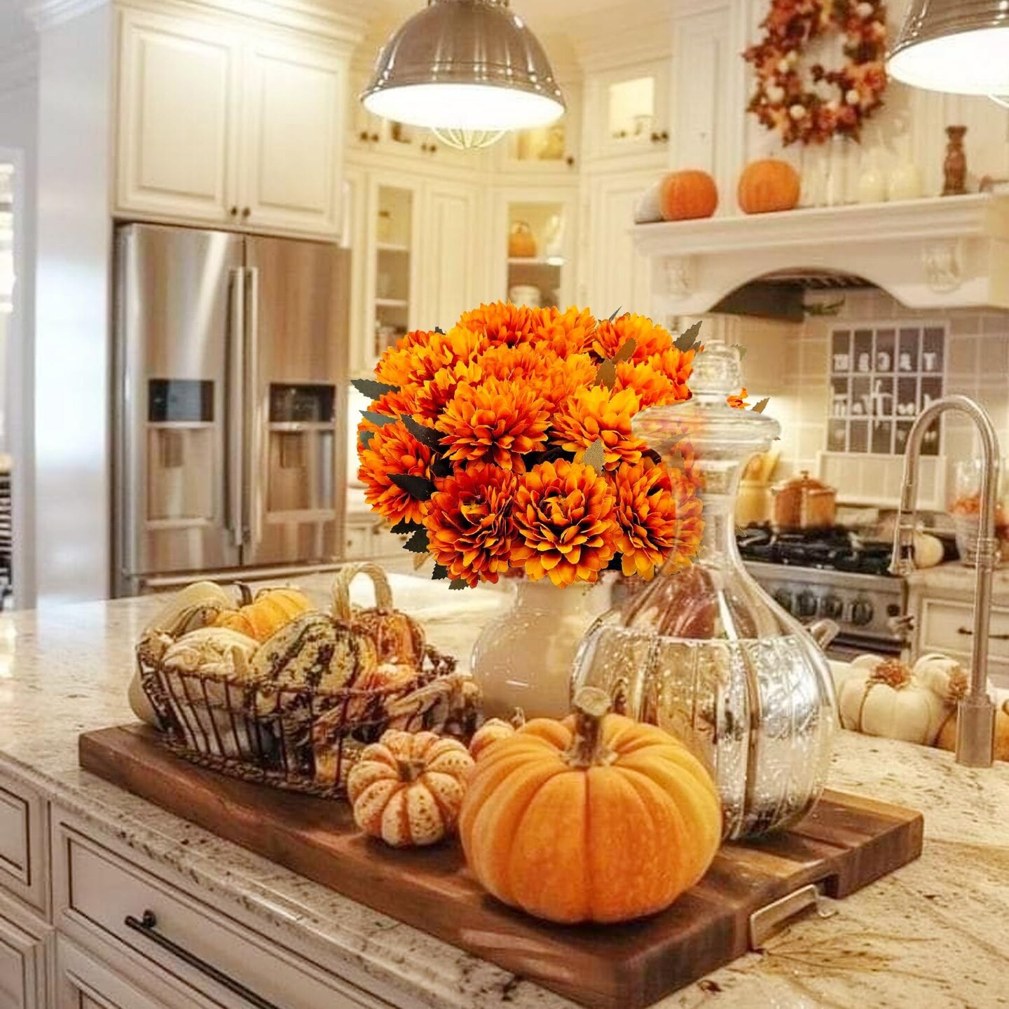 15 Pcs Mums Artificial Flowers Fake Mums Silk