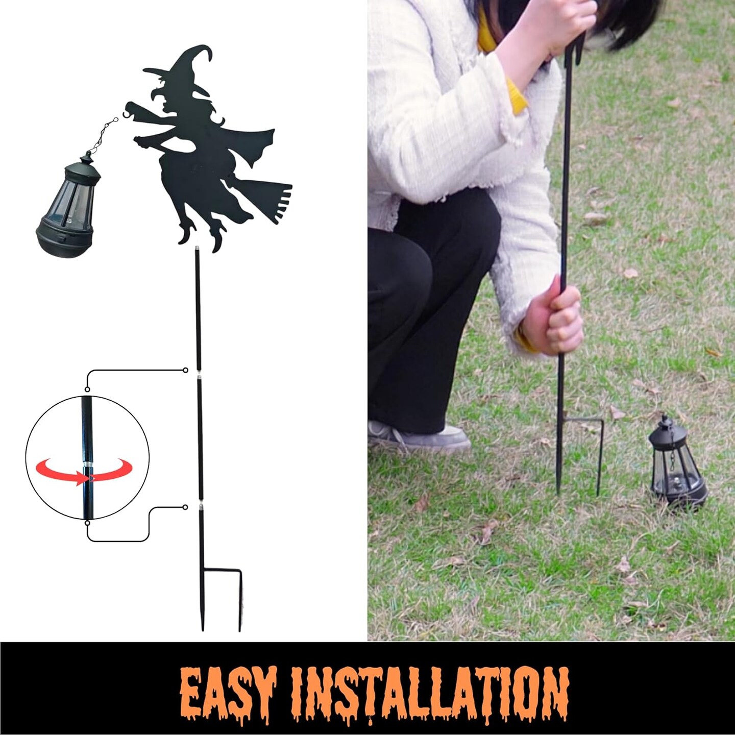 Halloween Decorations Outdoor Witch Solar Lanterns 2 Pack