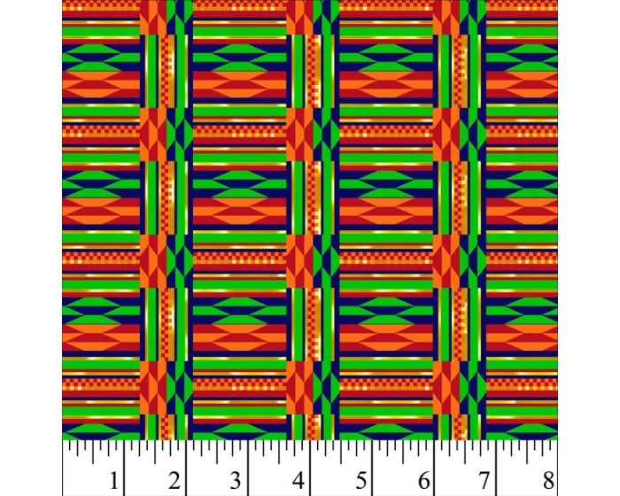 African Kente Green With Gold Metallic Cream Cotton Fabric | By the Yard | Sewing and Crafting | 44 inches wide