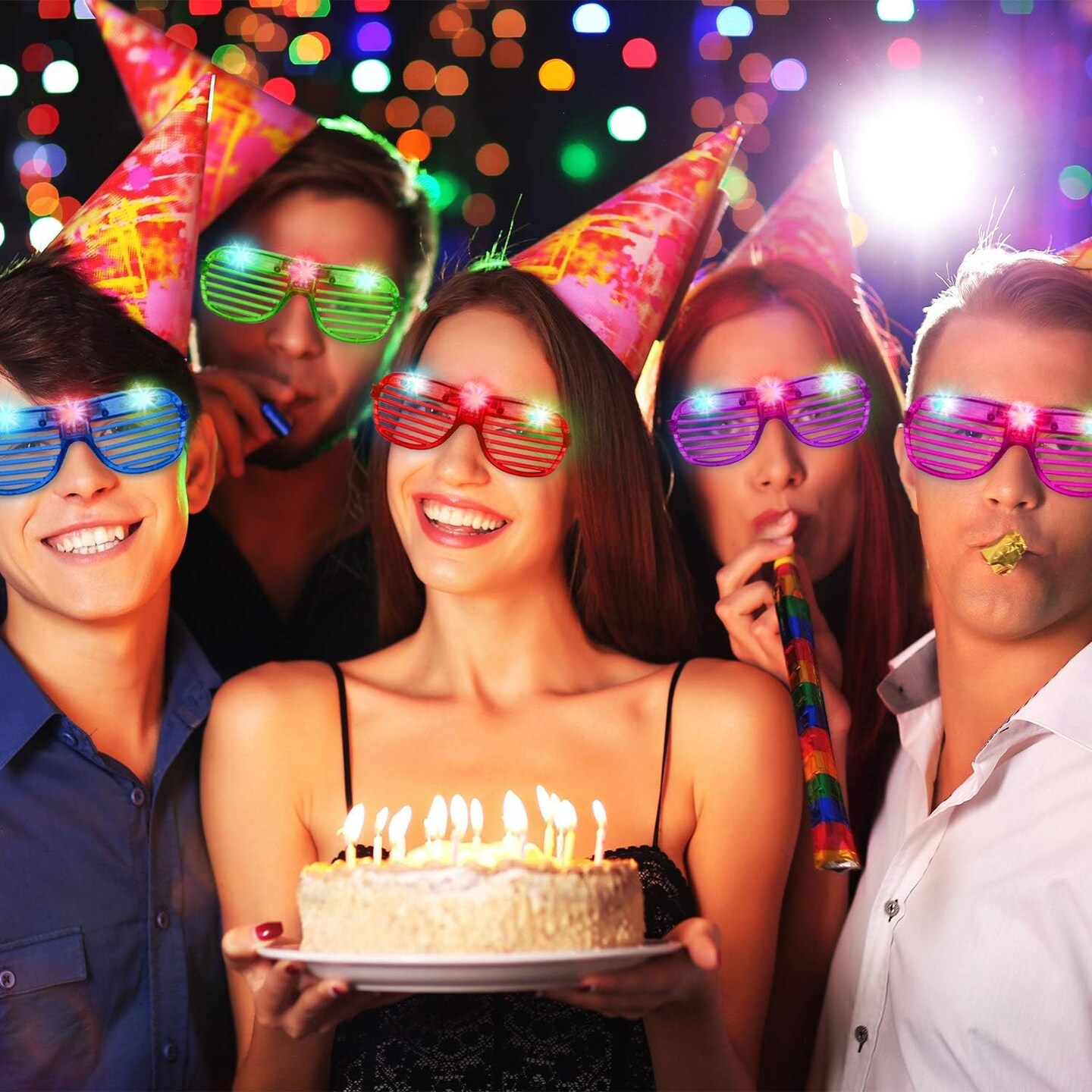 50 Pack LED Glasses 6 Color 3 Mode Light Up Party Glasses Glow In The Dark Party Supplies Shutter Shades Neon Flashing Glasses Carnival Sunglasses Party Favors Toys for Birthday Wedding Concerts Party