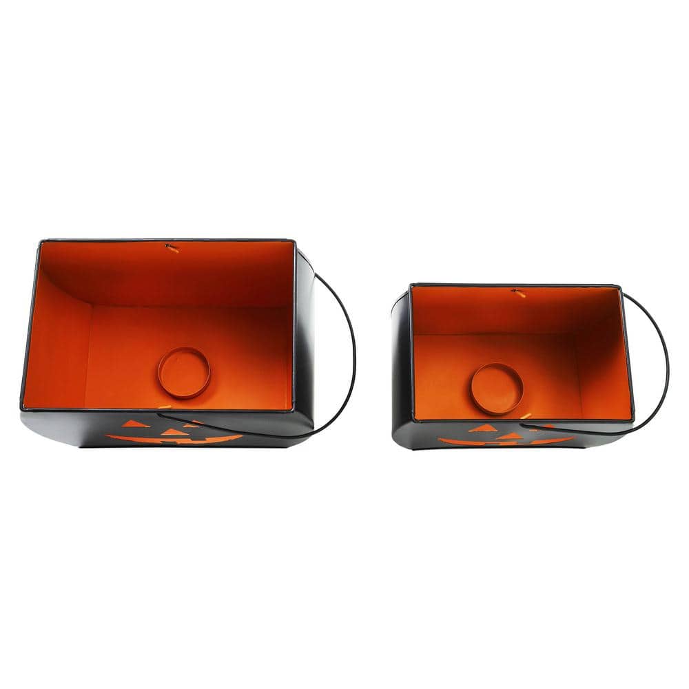 Seasons Crest Black Jack O Lantern Tealight Halloween Candle Holders