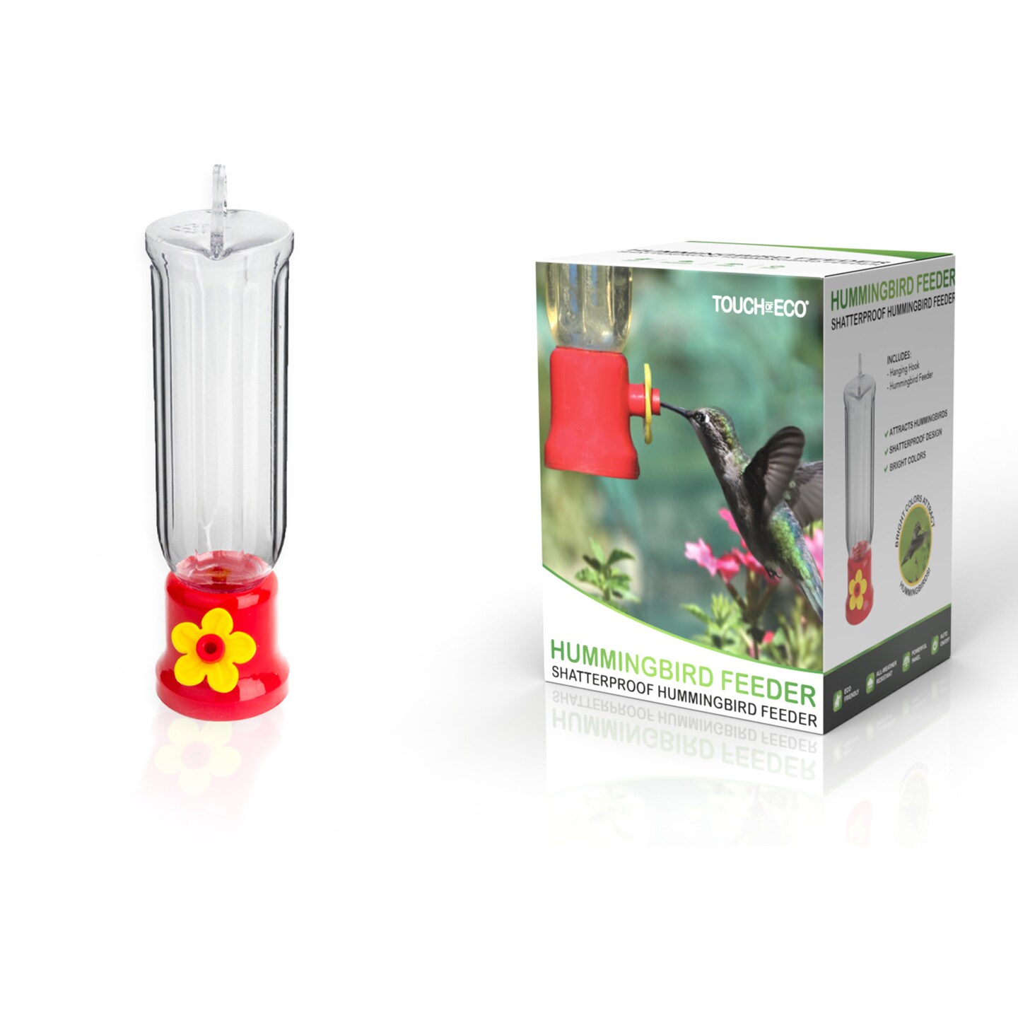 Hummingbird Feeder 2 Oz Shatterproof Hanging Clear Design Angled Nozzle