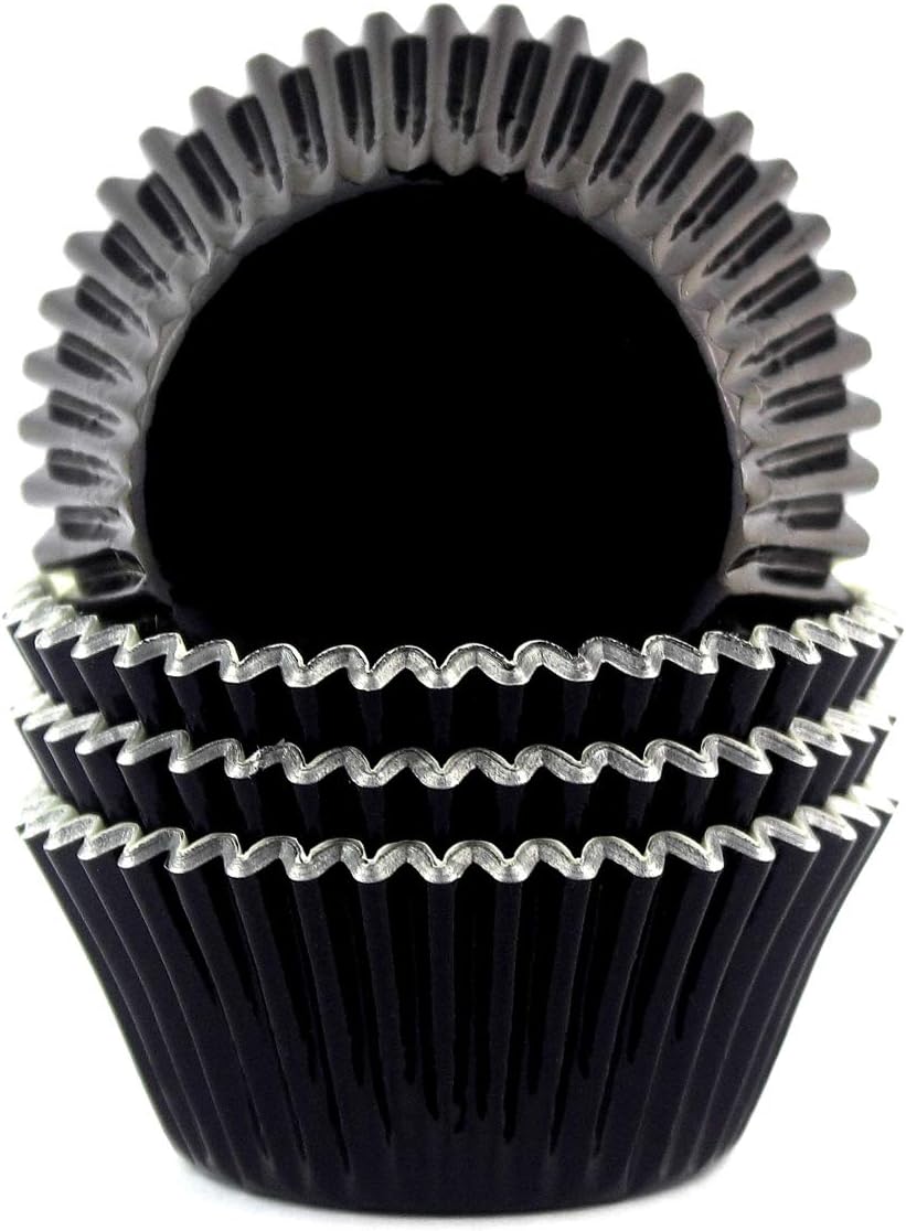 Foil Cupcake Liners Halloween Party Standard Baking Cups 100 Pcs (Black)
