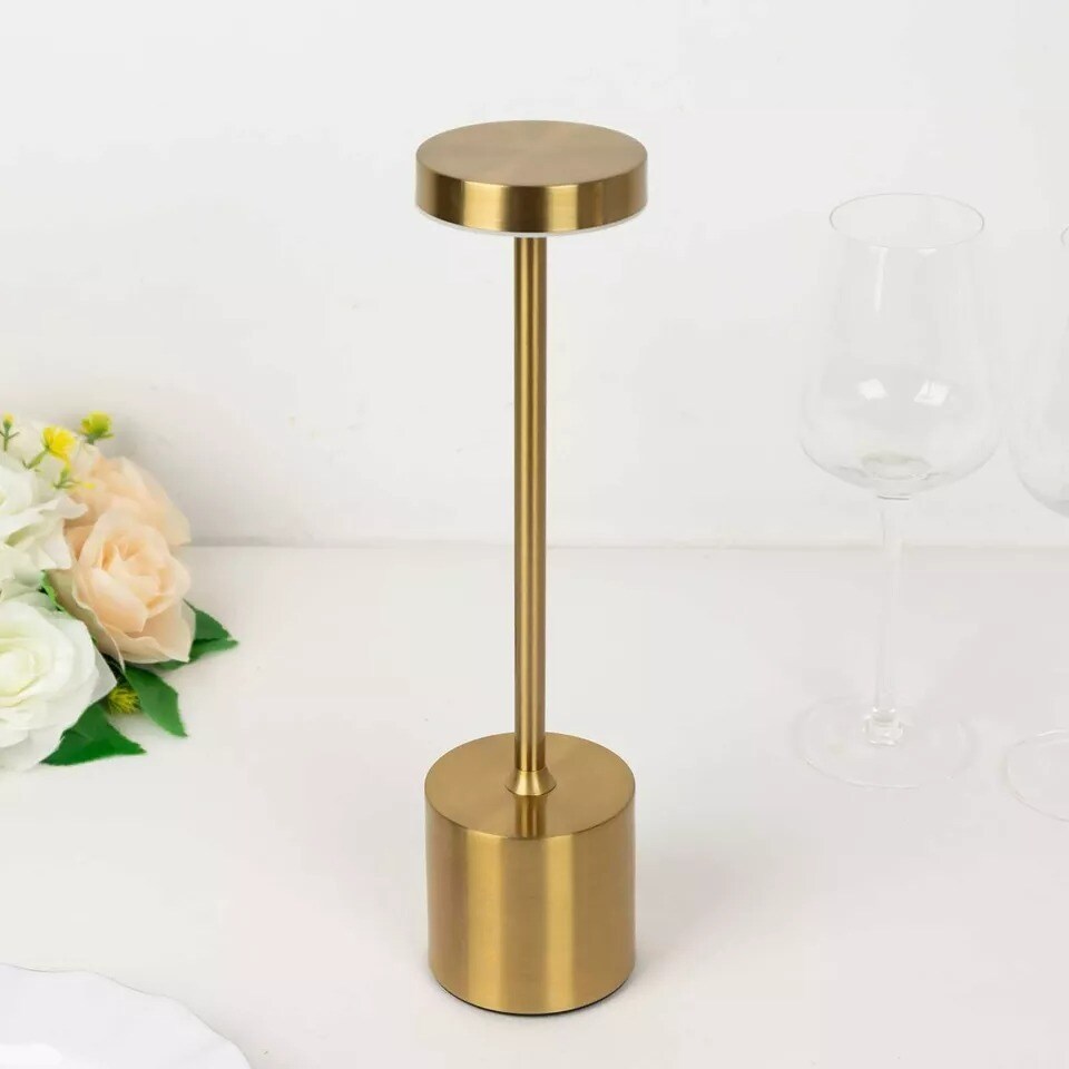 Gold Metal Rechargeable Cordless Table Lamp with Touch Control Decorations