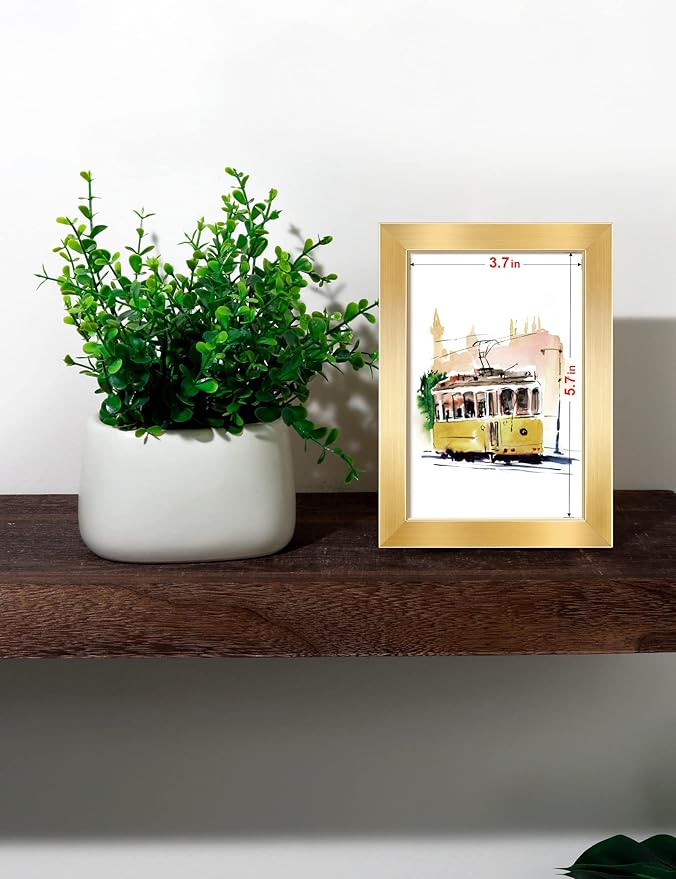 4x6 Picture Frames (1 Pack, Gold), Simple Designed Photo Frame, For Pictures 4x6 for Wall Mounting, Classic Simple Home Office Decor