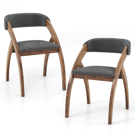 Set of 2 Y-Shaped Dining Chair with Padded Cushion Seat and Ergonomic Curved Back