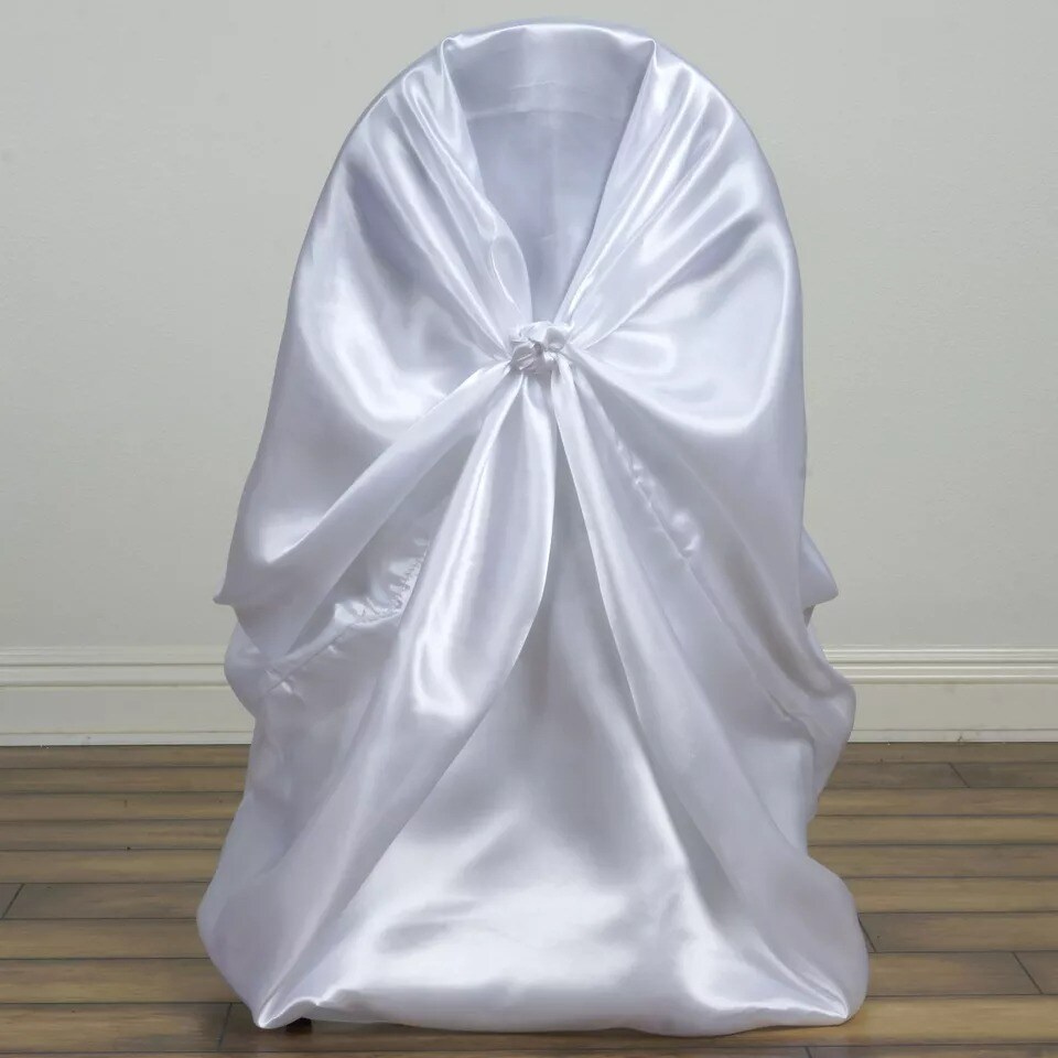 10 WHITE SATIN UNIVERSAL CHAIR COVERS for Wedding Reception Party Decorations