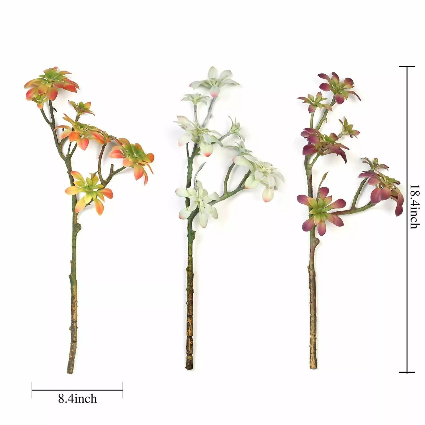 Set of 3 18" tall Assorted Faux Succulent Picks Sprays Stems Wedding Decorations