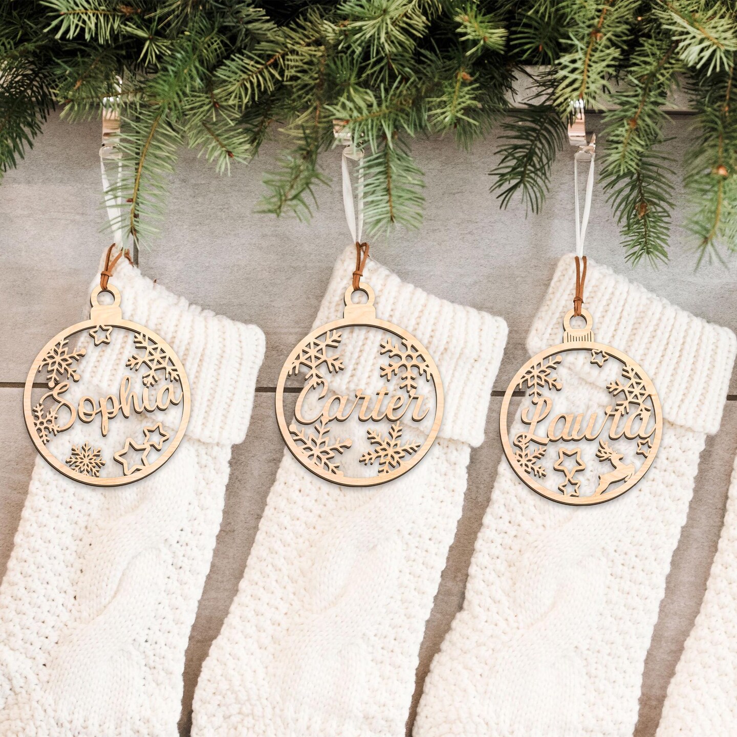 Personalized Wooden stocking tag, Stocking Tag 2024, | Stocking name