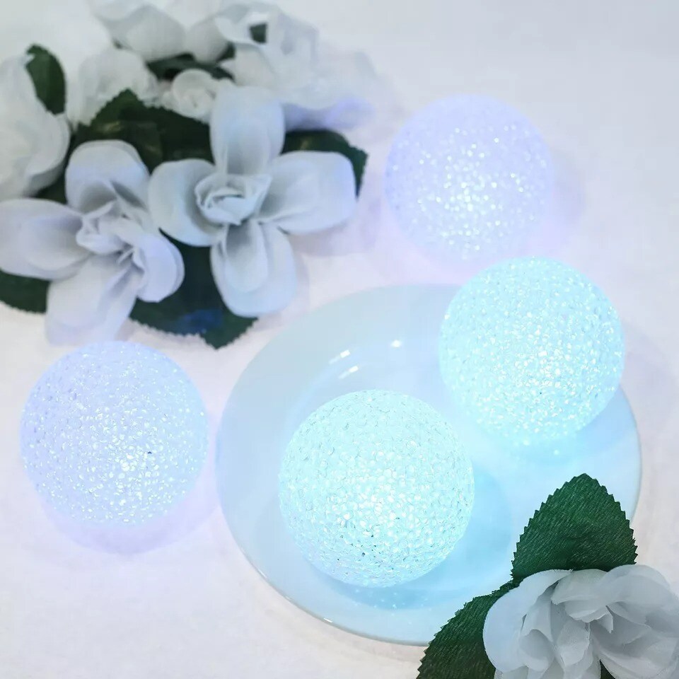 4 pcs 3&#x22; wide Assorted LED Orbs Battery Operated Ball Lights Wedding Decorations