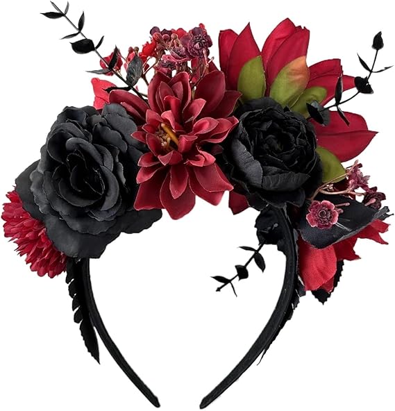 Mexican Flower Crown Day of the dead Headpiece Party Fiesta Flower Headband