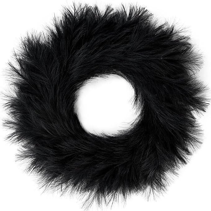 Pampas Grass Wreath 26&#x2019;&#x2019; Faux Pampas Wreath for All Seasons Artificial Pampas Wreath Christmas Decor Boho Wall Decor for Front Door Farmhouse Halloween Autumn Wreath Decoration (Black) Visit the Sggvecsy Store