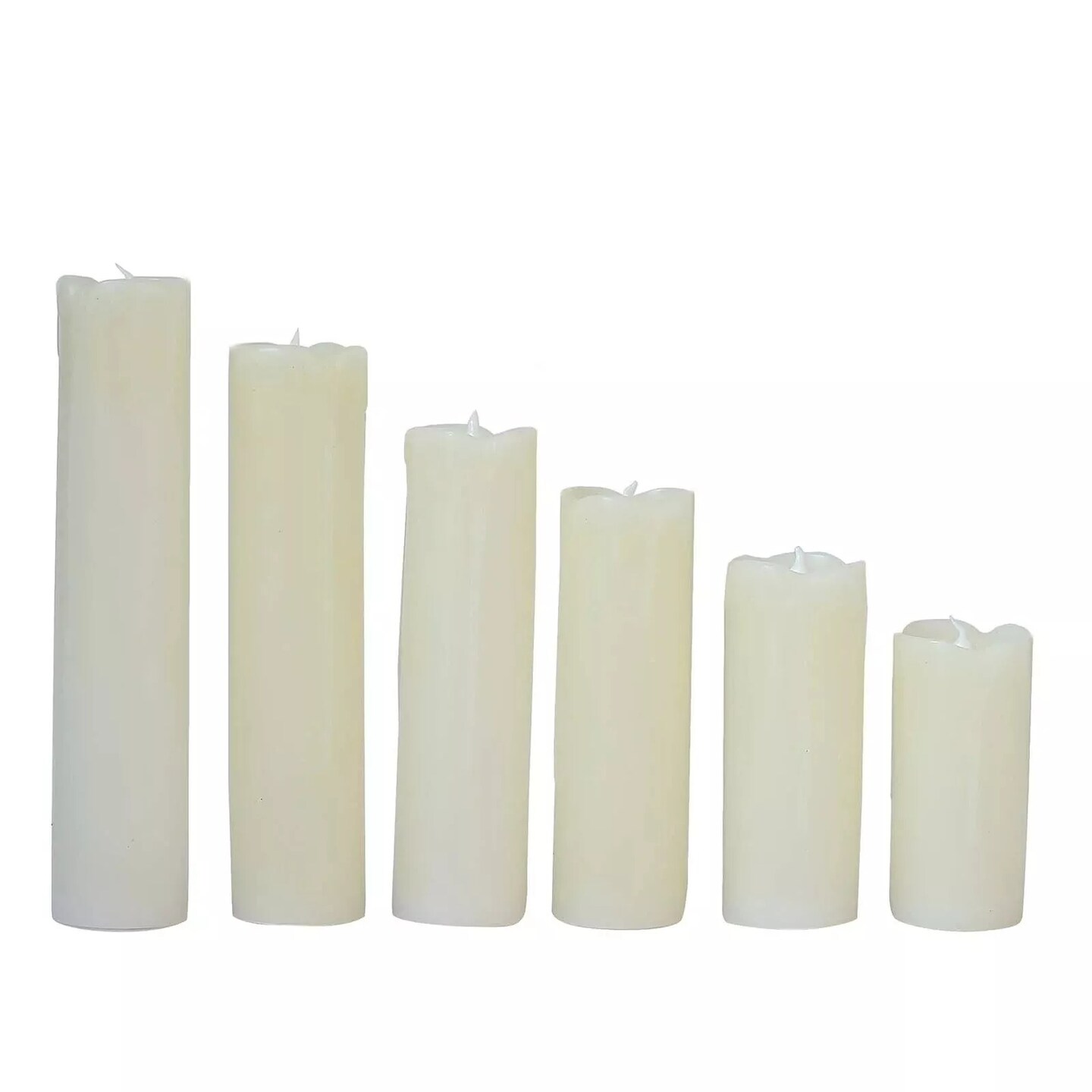 6 LED Warm White Candles Dripping Wax Design Pillar Lights Party Decorations