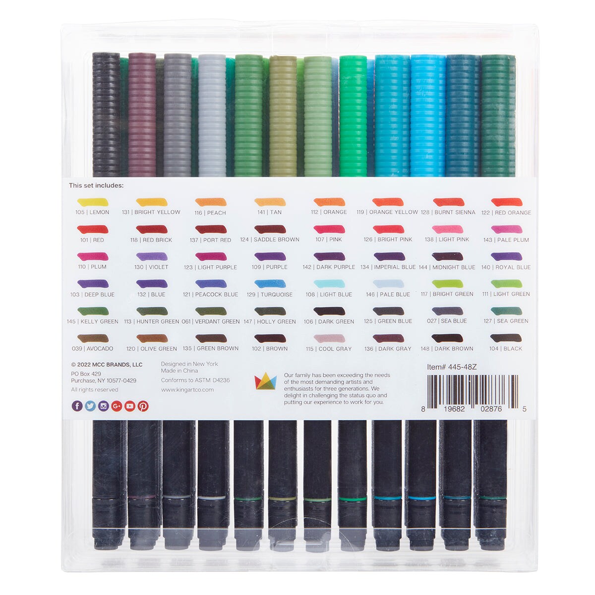 KINGART&#xAE; PRO Twin-Tip&#x2122; 445 Series Brush Pen Art Markers, Set of 48 Unique &#x26; Vivid Colors