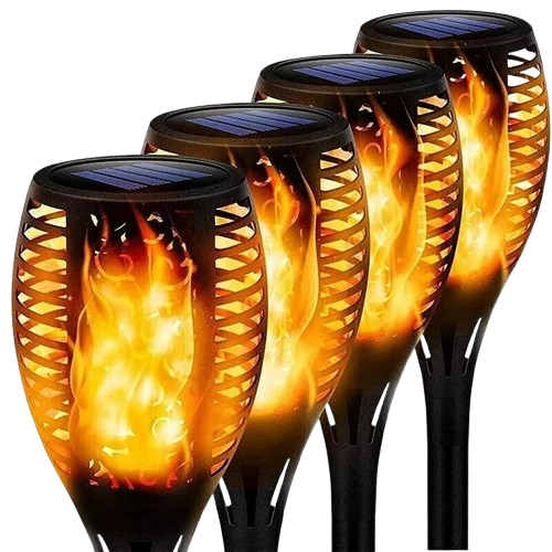 4Pack LED Solar Power Tiki Torch Flame Flickering Light Outdoor Garden Lawn Lamp