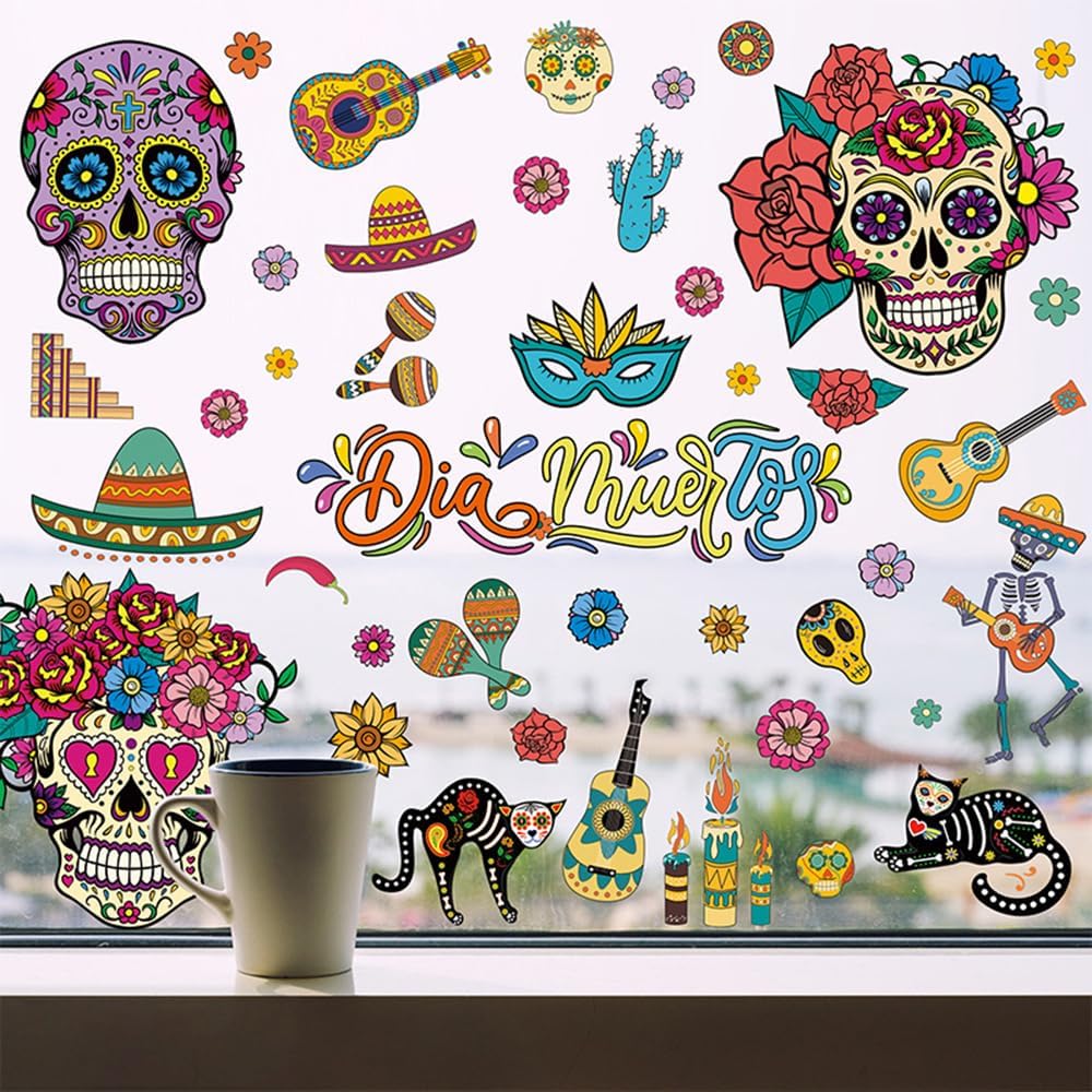Day of The Dead Mexico Window Cling Decals