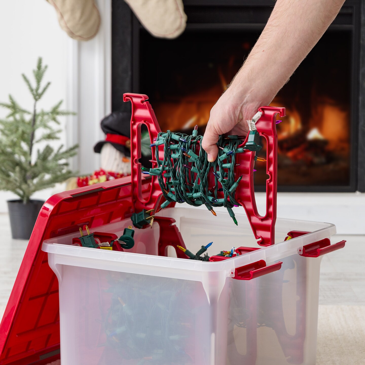 IRIS USA 6Pack 32qt WeatherPro Light and Garland Storage Box Container with 4 Inserts