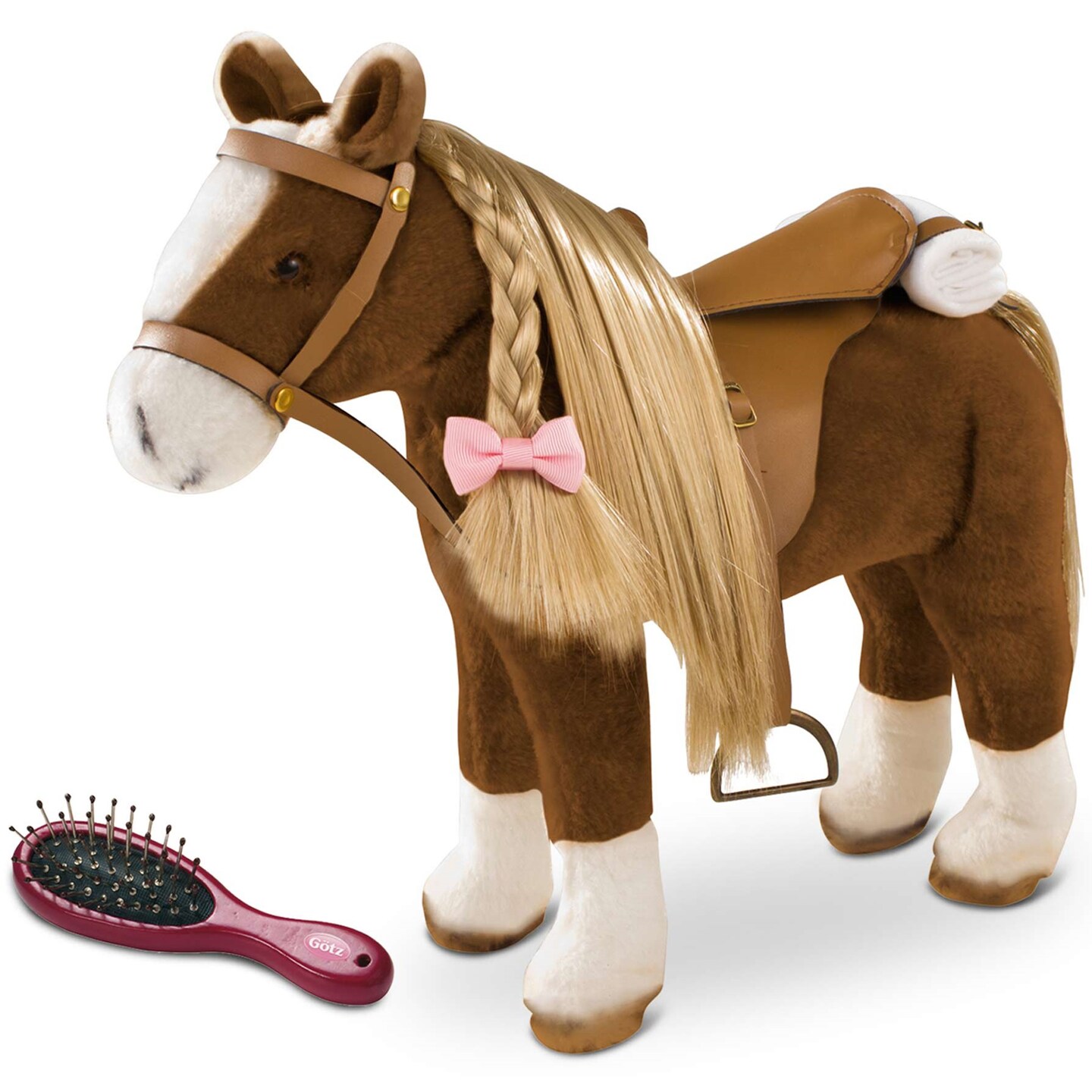 Gotz Big Plush Combing Horse with Saddle and Bridle Plus Mane and Tail to Brush and Style for 18&#x22; and 19.5&#x22; Dolls