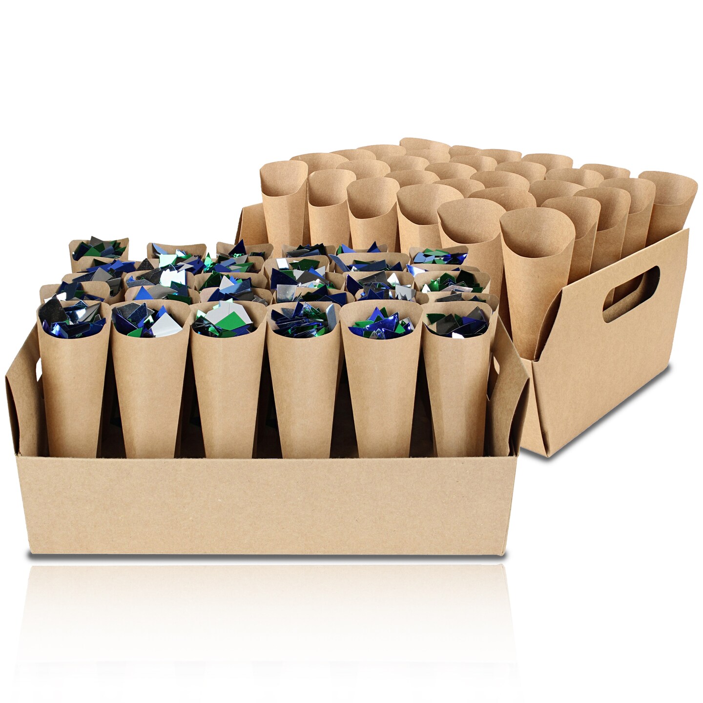 Spec101 Confetti Cone Holder Stand Set - 2 Boxes with 60 Paper Cones for Crafts