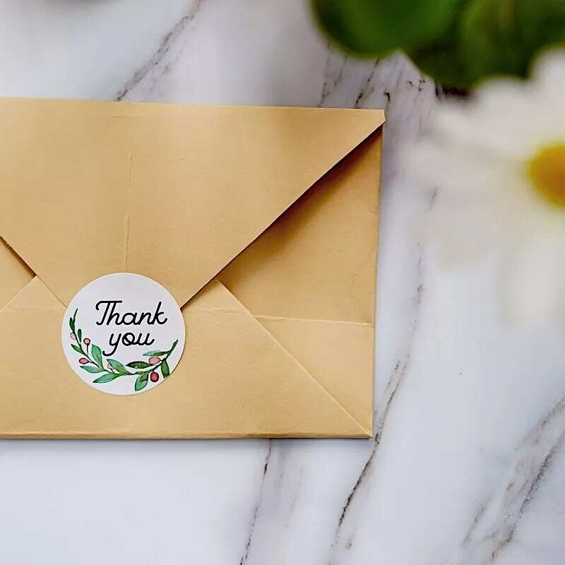 500 Self Adhesive 1.5&#x22; Round Floral Thank You STICKERS Labels DIY Crafts Favors