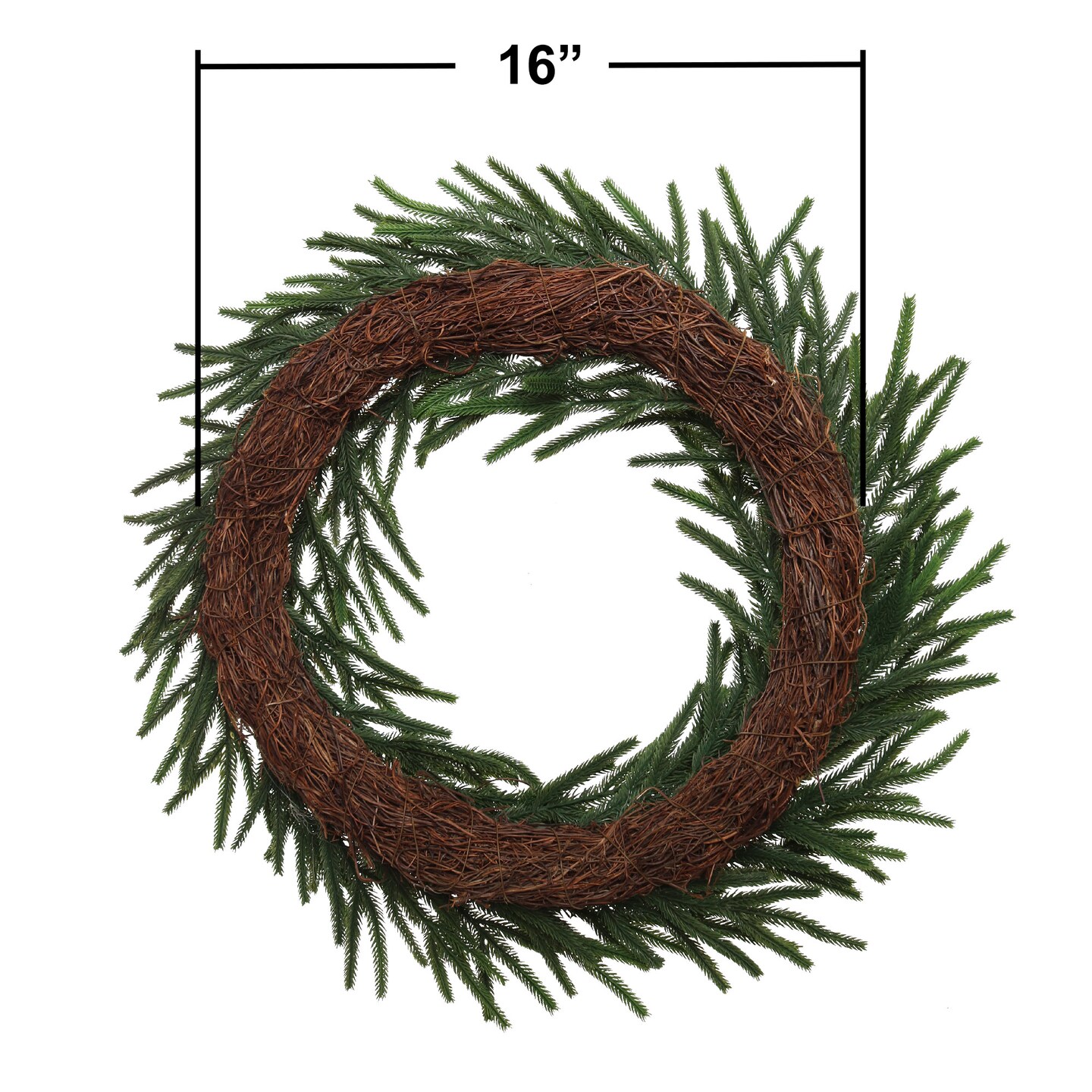 24&#x22; Green Real Touch Norfolk Wreath - Realistic Christmas Wreath, Front Door Wreath, Xmas Decor - Christmas Season, Floral Home by Artificial Flowers