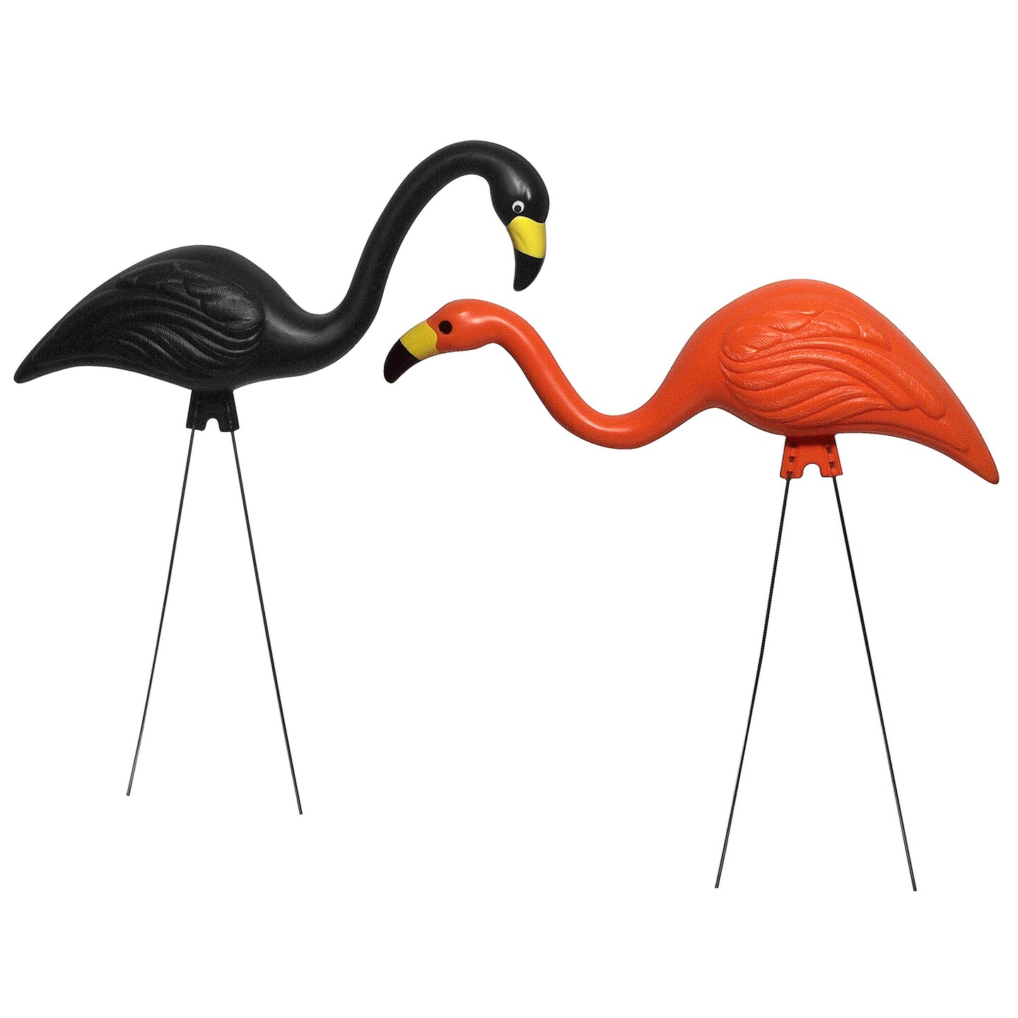 Bloem Spooky Flamingo Yard Stakes: 2 Pieces 25&#x22; Halloween -  Head Up &#x26; Head Down Poses, Google Eyes, Galvinized Steel Legs, Durable Weatherproof Resin, For Indoor Or  Outdoor Use, Yard Decoration