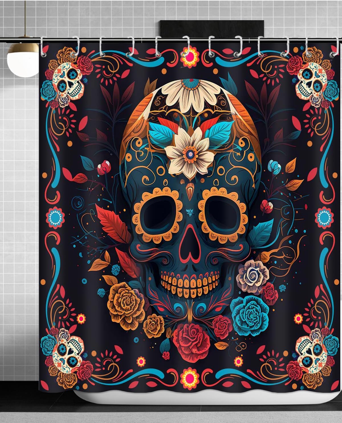 alloween Shower Curtain Day of The Dead