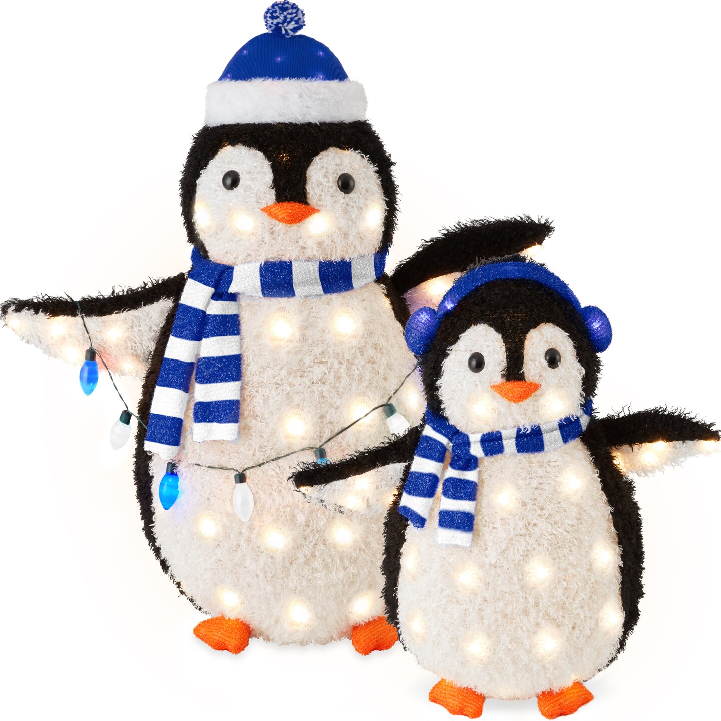 Best Choice Products 2-Piece Lighted 3ft Pop-Up Penguin Family Outdoor Christmas Decoration w/ 150 LED Lights