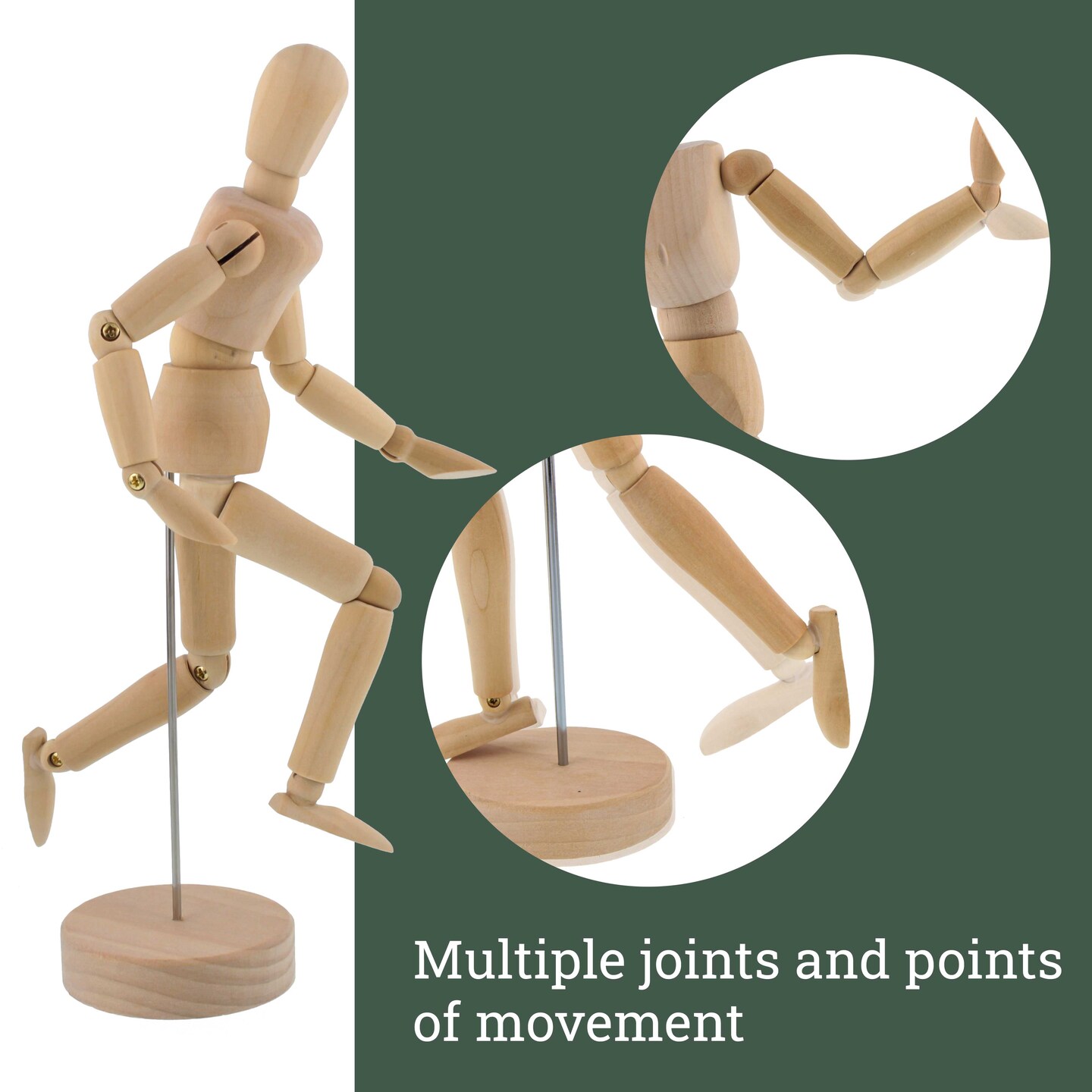 Wood 8&#x22; Artist Drawing Manikin Articulated Mannequin with Base and Flexible Body - Perfect For Drawing the Human Figure (8&#x22; Female)