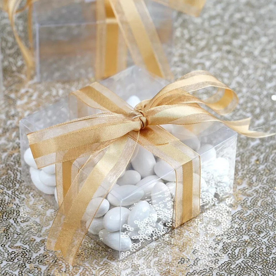 25 4&#x22;x4&#x22;x2&#x22; CLEAR Transparent Wedding Favor FAVORS Boxes
