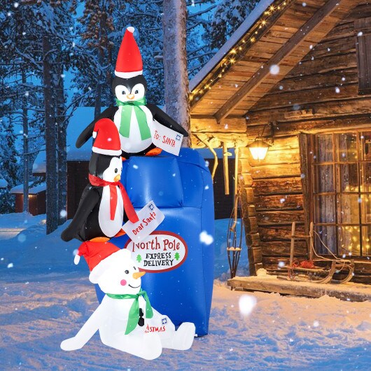 6 FT Lighted Christmas Inflatable Penguins and Snowman with Built-in LED Lights