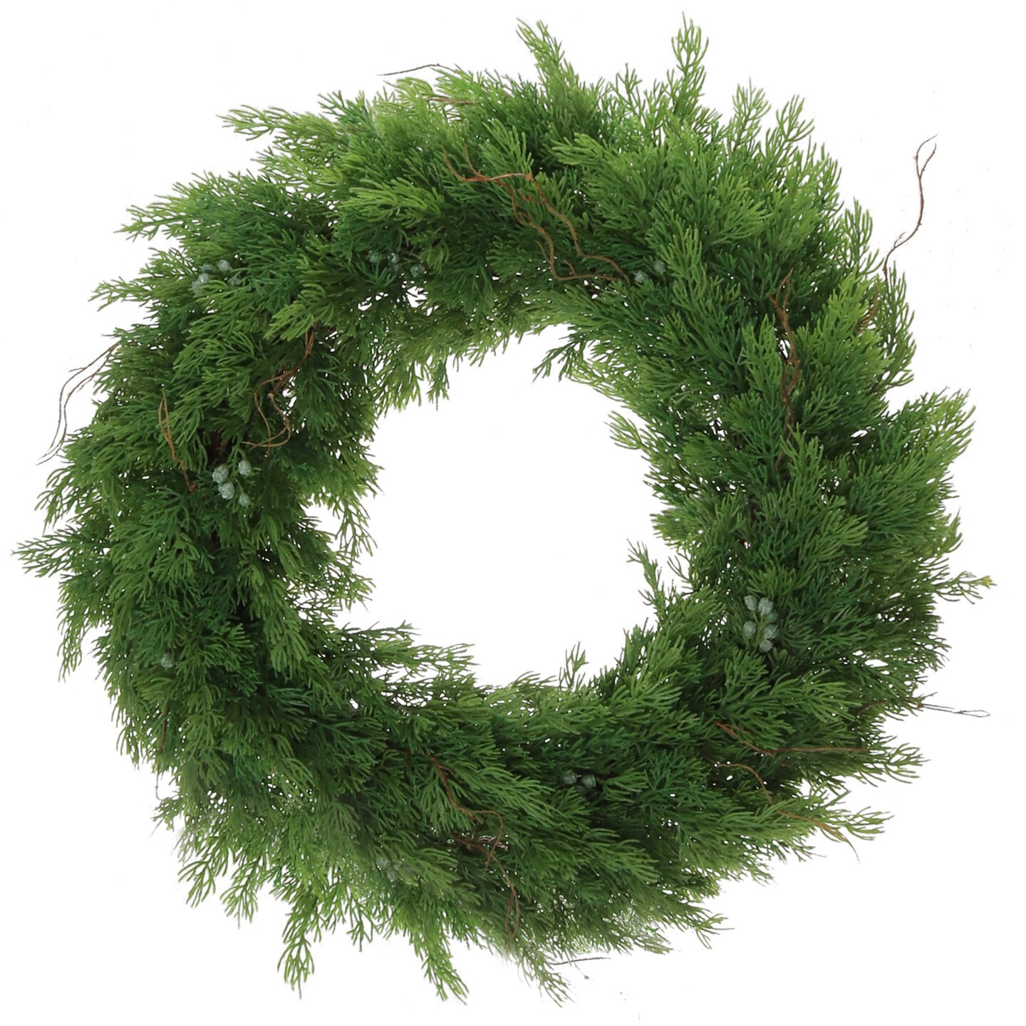 22-Inch Juniper Wreath with Realistic Green Berries &#x26; Brown Twigs | Lifelike Evergreen Front Door &#x26; Wall Decor | Perfect for Holidays &#x26; Everyday Charm | Indoor/Outdoor Durable Design - 2024 Christmas Collection, Floral Home by Artificial Flowers