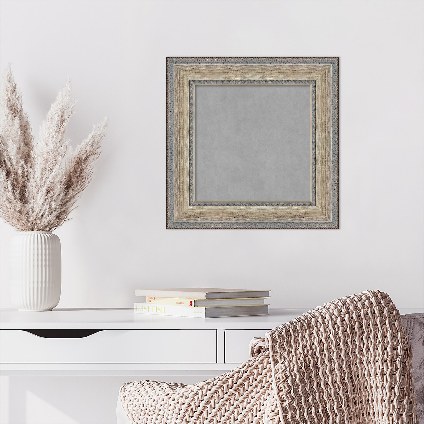 Fleur Silver Wood Framed Magnetic Board