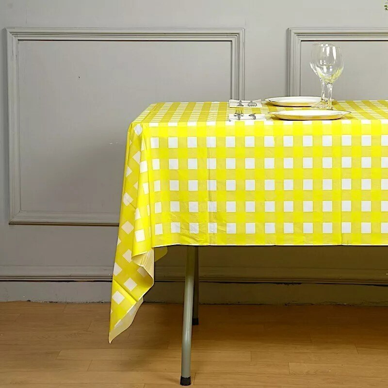 6 pcs 54 x 108" Checkered Disposable Plastic Rectangular Table Cover Tablecloths