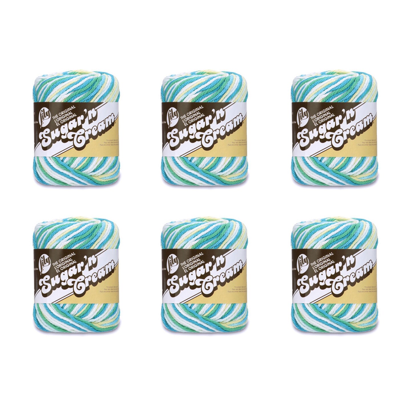 Lily Sugar&#x27;N Cream Mod Yarn - 6 Pack of 57g/2oz - Cotton - 4 Medium (Worsted) - 95 Yards - Knitting/Crochet